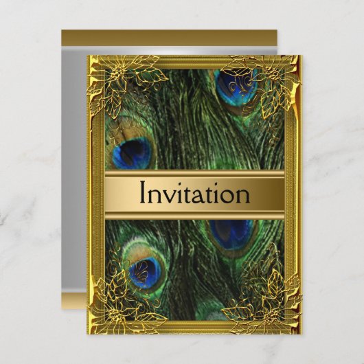Peacock et Gold Invitation N'importe quelle partie (Devant / Derrière)