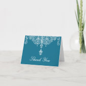 Peacock et White Scrollwork Merci Note (Devant)
