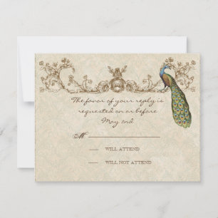 Peacock & Etsen Bruiloft RSVP Kaart