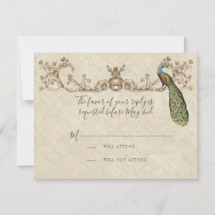 Peacock & Etsen Bruiloft RSVP Kaart
