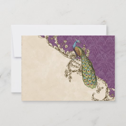  Peacock & Etsen Bruiloft RSVP Kaart (Achterkant)