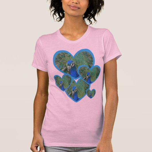 Peacock Face in Hearts PINK Girls T-Shirt (Voorkant)