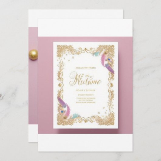 Peacock Faire-part de mariage décoré (Devant / Derrière)