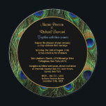 Peacock Faire-part de mariage vert rond<br><div class="desc">Customisez l'invitation avec l'heure,  la date,  l'emplacement,  la réception et d'autres informations. Fenêtre circulaire sur l'invitation de la carte carré. Thème correspondant disponible sur d'autres produits dans mon magasin.</div>
