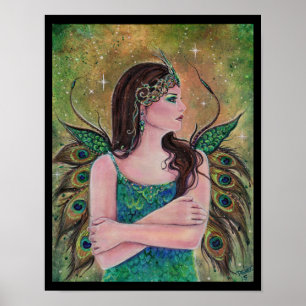 Peacock Fairy fantasy art poster van Renee