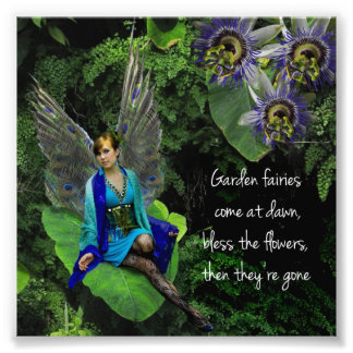 Peacock Fairy "Garden Fairy" Citaat Foto afdrukken Afdruk