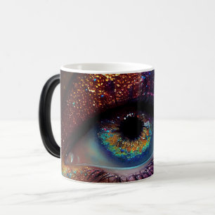 Peacock Fantasy Glitter Eye Closeup Magische Mok