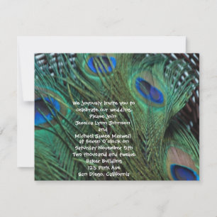 Peacock Feather and Basket Wedding Invitation Kaart