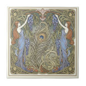 Peacock Feather and Muses Art Nouveau Pat#4 ID1193 Tegeltje (Voorkant)