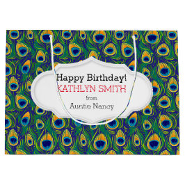 Peacock Feather Animal Print Groot Cadeauzakje