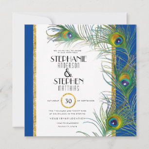 Peacock Feather Art Deco Nouveau Modern Typografie Kaart