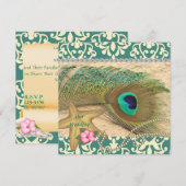 PEACOCK FEATHER BEACH INVITATION AU MARIAGE (Devant / Derrière)