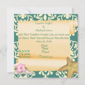 PEACOCK FEATHER BEACH INVITATION AU MARIAGE (Dos)