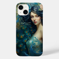 Peacock Feather Beauty: Vrouw in Blauwgroen en Bla