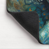 Peacock Feather Beauty: Vrouw in Blauwgroen en Bla Muismat (Hoek)