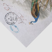 Peacock Feather Bird Blue Postmark French Castle Tissuepapier (Detail)