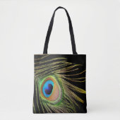 Peacock Feather Black Canvas tas (Voorkant)