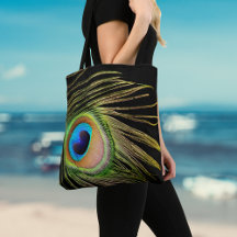 Peacock Feather Black Canvas tas