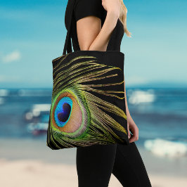 Peacock Feather Black Canvas tas