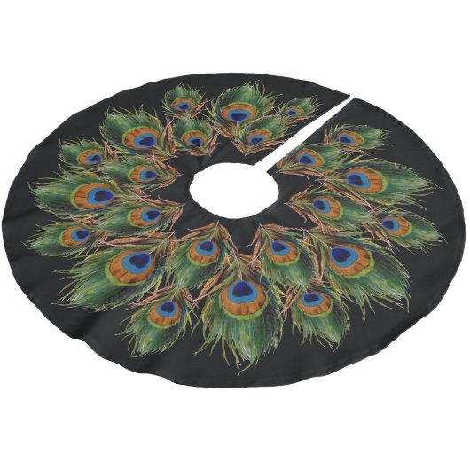 Peacock Feather Black Kerstboom Rok (Gekanteld)