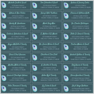 Peacock Feather Blauwgroen Modern Wedding Guest Ad Sticker