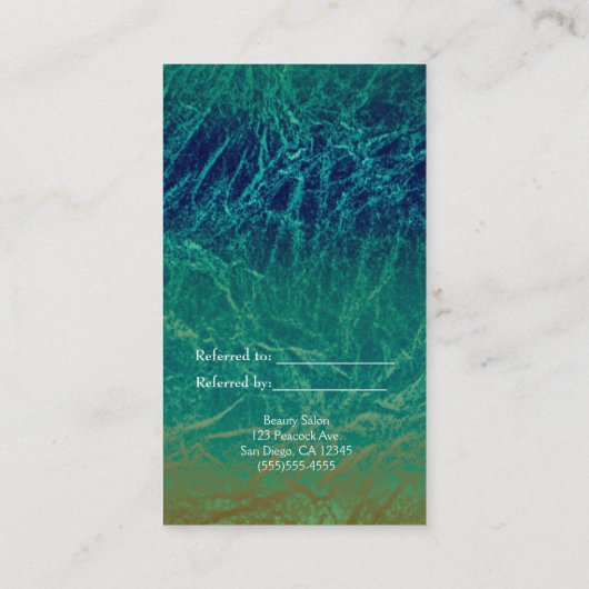 Peacock Feather Blue Blauwgroen Gold Boho Verwijs  Aanbevelingskaartje (Achterkant)