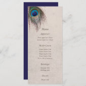 Peacock Feather Blue Mariage Menu (Devant / Derrière)