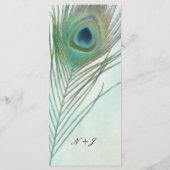 Peacock Feather Boho Chic Watercolor Menu Personna (Dos)