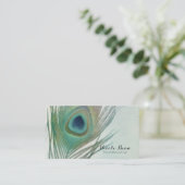 Peacock Feather Boho Chic-Waterverf Aangepast Visitekaartje (Staand voorkant)