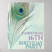 Peacock Feather Boho Chic Waterverf Banner Poster (Voorkant)