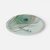 Peacock Feather Boho Chic Waterverf Custom Party Papieren Bordje (Gekanteld)