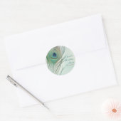 Peacock Feather Boho Chic Waterverf Party Favor Ronde Sticker (Envelop)