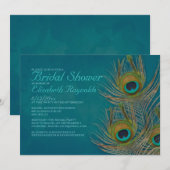 Peacock Feather Bridal Shower Invitations Kaart (Voorkant / Achterkant)