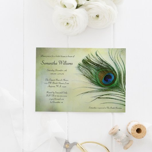 Peacock Feather Bridal Shower Invitations Kaart