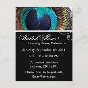 Peacock Feather Bridal Shower Invitations Kaart