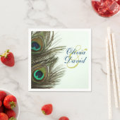 Peacock Feather Bruid en bruidegom bruiloft servet (Insitu)