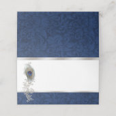 Peacock Feather Bruiloft Gevouwen Plaats Kaart (Buitenkant ongevouwen)