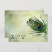  Peacock Feather Bruiloft RSVP Response Kaart (Voorkant / Achterkant)