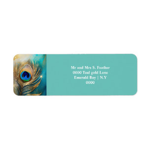 Peacock feather bruiloft terug adres gasten etiket