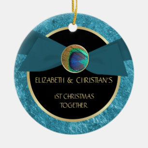 Peacock Feather Button 1e kerstversiering Keramisch Ornament