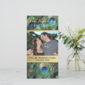 Peacock Feather Christmas Love Peace Joy Holiday Feestdagenkaart (Staand voorkant)