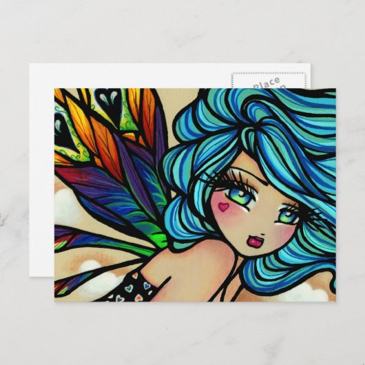 Peacock Feather Cloud Fairy Fantasy Briefkaart (Voorkant / Achterkant)