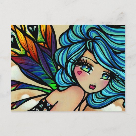 Peacock Feather Cloud Fairy Fantasy Briefkaart (Voorkant)