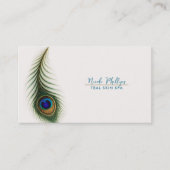 Peacock Feather Cream Boho Elegant Visitekaartje (Voorkant)