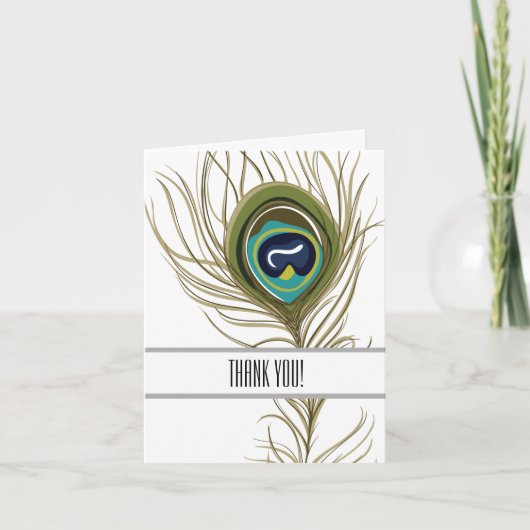 Peacock Feather Dank u Bedankkaart (Voorkant)