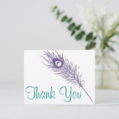 Peacock Feather Dank u Briefkaart (Staand voorkant)