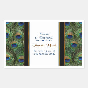 Peacock Feather Dank u Seal - Aanpassen Rechthoekige Sticker