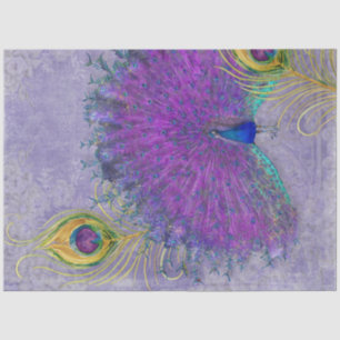 Peacock Feather Decoupage Paarse Lavendel Tissuepapier