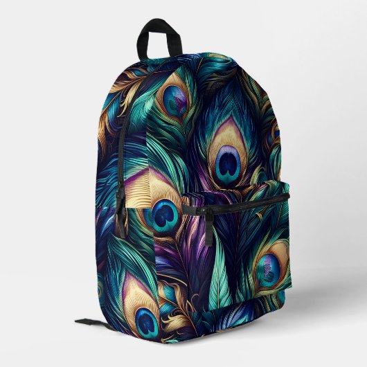 Peacock feather design uniek bedrukte rugzak (Achterkant Hoek Links)