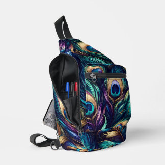 Peacock feather design uniek sling bag